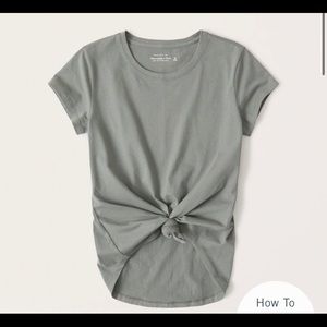 Abercrombie knotted crew tee olive green, medium